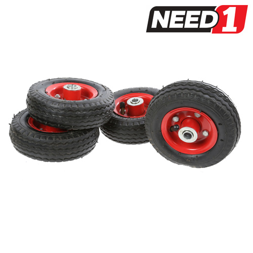 4 x Pneumatic Rubber Trolley Wheels