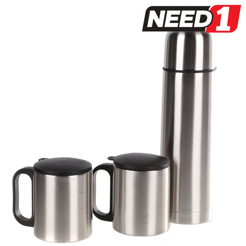 Stainless Steel 3pc Thermos Set in Nylon Zip Case.