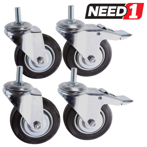 4 x Swivel Castor Wheels | Rubber Wheels
